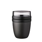 Mepal Taşınabilir müsli kabı, pratik yoğurt kabı, yoğurt ve müsli için bölmeler, derin dondurucu, mikrodalga fırın ve bulaşık makinesi için uygundur, 500 ml + 200 ml, Nordic Black