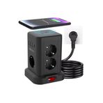Mepura Wp-707 3 Usb-A + 1 Type-C Çıkışlı Kule Tipi Akım Korumalı Çoklu Priz – Tek Tuş Kontrol Masaüstü