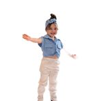 Meqlife Bağlamalı Kız Çocuk Gömlek Krop Bandana Hediye Bebe Mavi 1-2 YAŞ