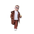 Meqlife Unisex Çocuk Kapşonlu 5-6 Yaş Trençkot Yağmurluk