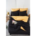 Mer-Tim Ranforce Tek Kişilik Small Size Çift Taraflı Nevresim Yorgan Kılıfı 135x200 Siyah-Sarı