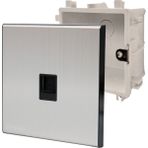 MERALLI INOX RJ45 data prizi, hakiki fırçalanmış paslanmaz çelik, çerçevesiz 86×86 Modüler kasa dahil - 1 Adet - Gümüş