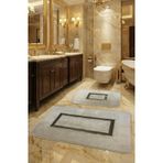 Meram Kaymaz Taban, Emici 2'li Ultra Lüks Deri Detaylı Banyo Paspası Seti Cappucino 60x100 cm ve 50x60 cm