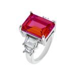 Merano Design Rose Baget Taşlı Yüzük - Kırmızı - 7