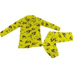 Merbe Tekstil Çocuk Pamuklu Pijama Takımı Unisex – Rahat, Sıcak ve Eğlenceli Ev Giyim - Sarı - 3 Yaş