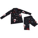 Merbe Tekstil Kar Desenli Pamuklu Kız Çocuk Süet Pijama Takımı – Rahat, Sıcak ve Eğlenceli Ev Giyim - Siyah - 5 Yaş