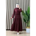 mercan moda Yasmin Etekli Takım Maya Kumaş Kadın Bordo Kolları ve Cebi Dantel Detaylı Etekli Tesettür Takım