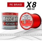 Mercan Pe Örgü Platinum X8 Kırmızı Ip 500M Makara Misina - 0,08 mm - 500 m