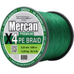 Mercan PE Örgü Premium 4X İp 0.24 mm - 1000 mt Yeşil Misina