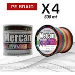 Mercan PE Örgü Premium 4X İp 0.33 mm - 500 mt Multi Colour Misina