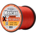 Mercan Premium X4 Pe Örgü Turuncu Renk Ip 500M Bobin Misina - 0,10 mm - 500 m