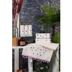 mercan rose PREMİUM HEDİYELİK 3LÜ KUTULU PONPONLU NAKIŞLI HAVLU