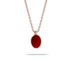 Mercan Taşlı Rose Gümüş Kolye 7305