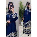 Mercan VİSKON KUMAŞ DESENLİ SAHİL ELBİSE