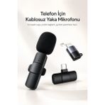 Mercansa Kablosuz Yaka Mikrofonu Usb-C ve Lightning Uyumlu Tak Çalıştır Telefon Kayıt Mikrofonu