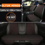 Mercedes A Serisi (W168) 1997–2004 Uyumlu 7 Parça Kapitone Araba Koltuk Kumaş Kumaş Siyah Kırmızı - Kaymaz | Trobus - Siyah - Kırmızı