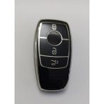 Mercedes Benz 4 Buton 2017-2020 Arası Fbs4 Tip Smart Nano Anahtar Kılıfı Siyah Gümüş Renk - Gümüş - Siyah
