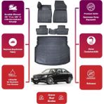 Mercedes C Serisi W204 2008 Model Rampalı Bagaj Havuzu+4d Araca Özel Havuzlu Paspas Takımıı Maxii - Siyah