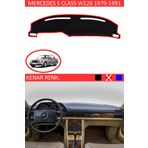 MERCEDES S CLASS W126 1979-1991 MODEL İÇİN TORPİDO KORUMA HALISI SİYAH RENK KIRMIZI KENAR