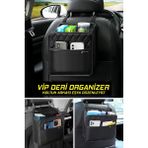 Mercedes Vario Uyumlu Vip Deri Koltuk Arkası Organizer - Eşya Düzenleyici Çanta - Siyah
