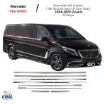 Mercedes Vito W447 Krom Cam Alt Çıtaları 8 Parça (Tek Sürgülü Kapı-L3) Uzun Şase 2014-2020 P.çelik