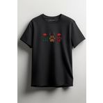 Merch&ice Geyik Patileri 3lü Yılbaşı Baskılı Unisex T-Shirt Siyah XS