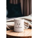 Merch&ice Göz Kırpan Geyik Merry Christmas Baskılı Yılbaşı Kupası Beyaz
