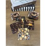 Merch&ice Kahve ve Kahve Çekirdekleri Bardak Altlığı Şömine Kokulu Ahşap 5'li Set