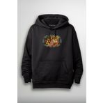 Merch&ice Kedi Yılbaşı Ağacı Süsleri Christmas Baskılı Unisex Hoodie Siyah XS