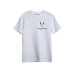 Merch&ice Merry Christmas Geyik Silüeti Yılbaşı Baskılı Unisex T-shirt Beyaz 2XL