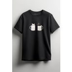 Merch&ice Milk Coffee Cats Önü Baskılı Unisex Tişört Siyah XL