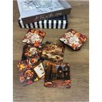 Merch&ice Sonbahar Yaprakları Manzara - Pumpkin Temalı Bardak Altlığı Şömine Kokulu Ahşap 5'li Set