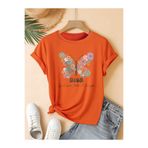 mercoledi Kadın Çiçek Kelebek Baskılı Bisiklet Yaka Regular Kalıp Oversize T-shirt
