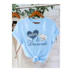 mercoledi Kadın Denim Yazı Baskılı Bisiklet Yaka Regular Kalıp T-shirt