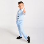 Merdia Kids Erkek Çocuk Smokin Takım Elbise Yelekli Papyonlu - Açık Mavi - 3 Yaş