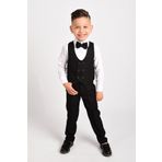 Merdia Kids Erkek Çocuk Smokin Takım Elbise Yelekli Papyonlu Siyah 2 YAŞ