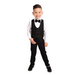 Merdia Kids Erkek Çocuk Smokin Takım Elbise Yelekli Papyonlu Siyah 9 Yaş