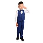 Merdia Kids Erkek Çocuk Takım Elbise 3 Düğmeli Yelekli Papyonlu Smokin Lacivert 5 YAŞ