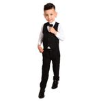 Merdia Kids Erkek Çocuk Takım Elbise 3 Düğmeli Yelekli Papyonlu Smokin Siyah 3 YAŞ