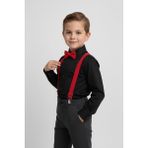 Merdia Kids Erkek Çocuk Uzun Kol Siyah Gömlek ve Kırmızı Askı Papyon Takım - 9 Yaş