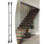 Merdiven Güvenlik Filesi İç Mekan Merdivenleri Için Ayarlanabilir Açılı Demir Korkuluklar, Dekoratif Merdiven Korkuluk Direği Braketi Yan Montajı, 1-2 Basamak(Black,175cm(68 7/8"))