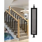 Merdiven Güvenlik Filesi Modern Merdiven Korkulukları, Temperli Camlı Direkler, Metal Iç Mekan Merdiven Korkuluğu Kiti, Basamaklı Kolon Korkuluk Sistemi(Black,95cm(37 3/8"))