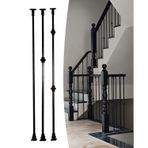 Merdiven Güvenlik Filesi Modern Siyah Iç Mekan Merdiven Korkuluk Dikmeleri, Yerden Monte Korkuluk Direği 2 4 6 8 10'lu Paket, Dekoratif Merdiven Dikmesi(Style-2,10 kit,60cm/23.6inch)