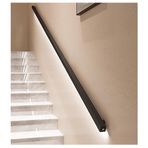 Merdiven korkuluk lambaları LED Boru Küpeşte Seti, Merdiven Sensörü Işık Küpeşte, Duvara Monte El Korkulukları, Kurulumu Kolay, Paslanmaz Çelikler (Renk: Siyah, Boyut: 59"/5m))