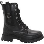 MergenShoes 3084 Siyah Fermuarlı Bağcıklı Kadın Bot