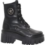 MergenShoes 3086 Siyah Fermuarlı Bağcıklı Kadın Bot