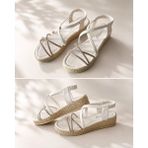 Mergenshoes Srg S28 Beyaz Günlük Çapraz Taşlı Kadın Sandalet - 000Beyaz