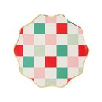 Meri Meri - Multi Check Side Plates - Kareli Tabaklar (M) (8'li)