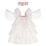 Meri Meri Sequin Tulle Angel Costume 3 4 Years Payetli Beyaz Elbise
