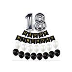 Meri parti 18 Yaş Gümüş Folyo Balon Happy Bırthday Banner Yazı Seti Balonlu